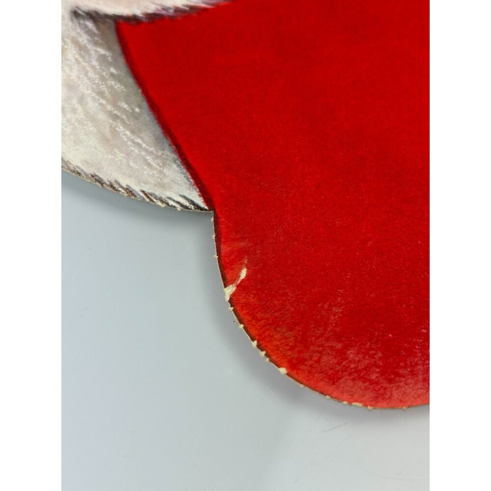 Vintage Christmas Red Velvet Accented Paper Cutout Decoration Mouse Elf Raccoon - Picture 7 of 16
